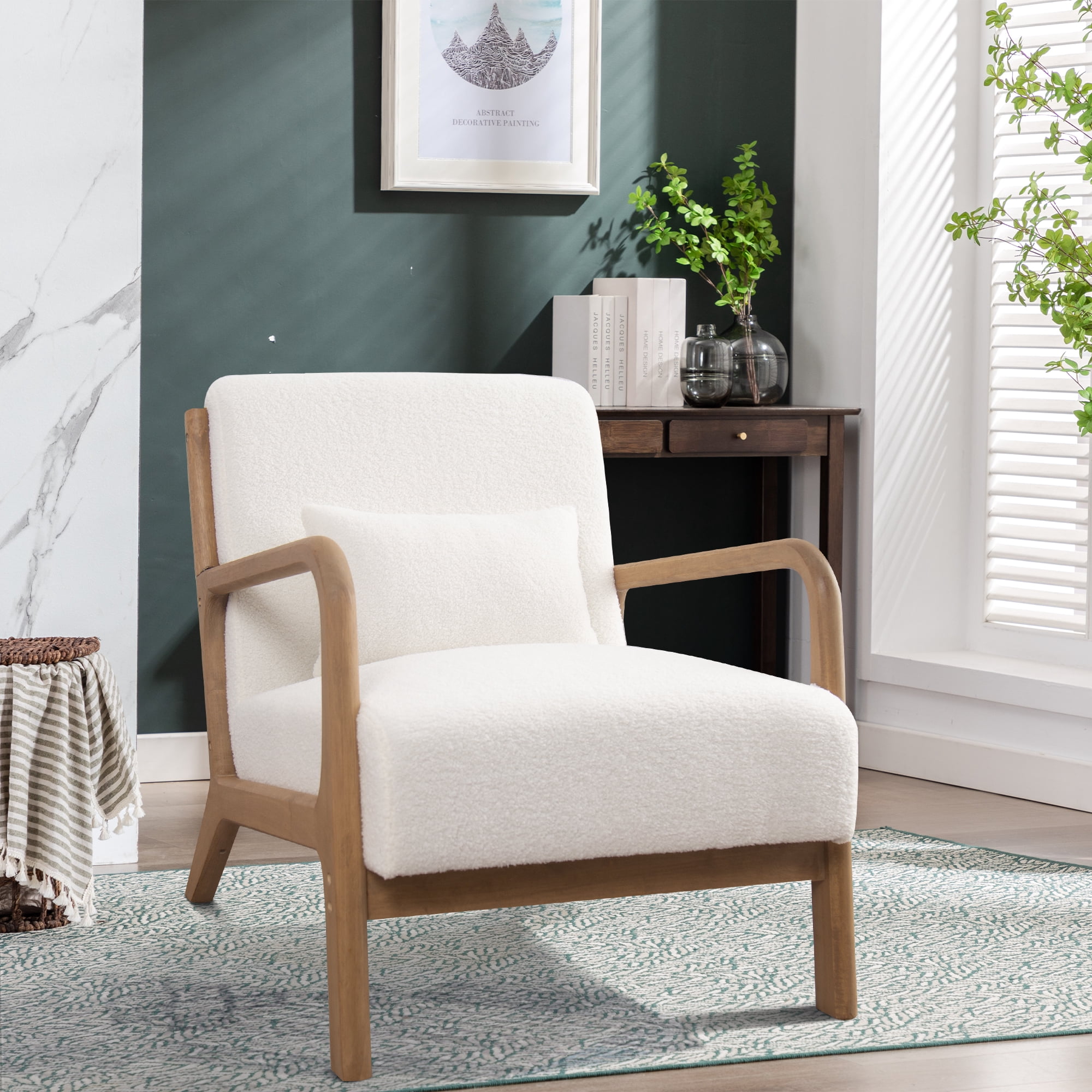 Bonzy Home Mid Century Modern Accent Chair, White
