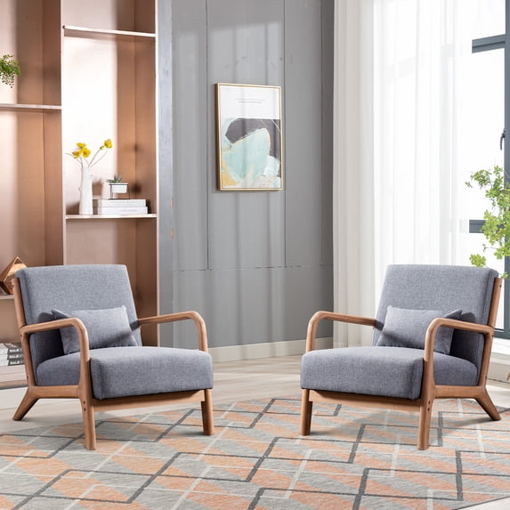 Bonzy Home Mid Century Modern Accent Chairs, Set of 2, Gray