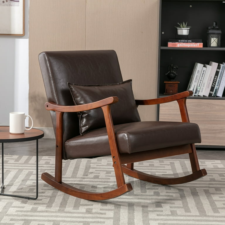Bonzy Home Mid Century Modern Rocking Accent Chair Single Fabric