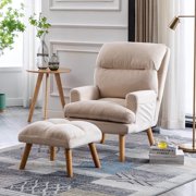 Bonzy Home Modern Accent Chair with Ottoman, Adjustable Backrest, Velvet Fabric - Stylish & Comfortable Seating for Living Room, Bedroom, Office