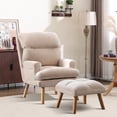 thumbnail image 1 of Bonzy Home Modern Adjustable Back Accent Chair with Ottoman, Reclining Reading Lounge Chair with Removable Cushion, Velvet Fabric Seating for Living Room, Bedroom & Balcony, Beige, 1 of 10