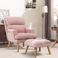 thumbnail image 1 of Bonzy Home Modern Adjustable Back Accent Chair with Ottoman, Reclining Reading Lounge Chair with Removable Cushion, Velvet Fabric Seating for Living Room, Bedroom & Balcony, Pink, 1 of 9