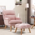thumbnail image 1 of Bonzy Home Modern Adjustable Back Accent Chair with Ottoman, Reclining Reading Lounge Chair with Removable Cushion, Velvet Fabric Seating for Living Room, Bedroom & Balcony, Pink, 1 of 9