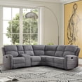 thumbnail image 1 of Bonzy Home Modern Fabric Reclining Sofa with Center Console, Hidden Storage and 2 Cup Holders for Living Room, 1 of 6