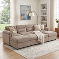 thumbnail image 1 of Bonzy Home Modular Corduroy Sectional Sofa with Pull Out Sleeper, Convertible U-Shaped Couch, Free Combination Upholstered Sofa Bed for Living Room, 1 of 7