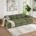 thumbnail image 1 of Bonzy Home Modular Corduroy Sectional Sofa with Pull Out Sleeper, Convertible L-Shaped Couch, Free Combination Upholstered Sofa Bed for Living Room, 1 of 7