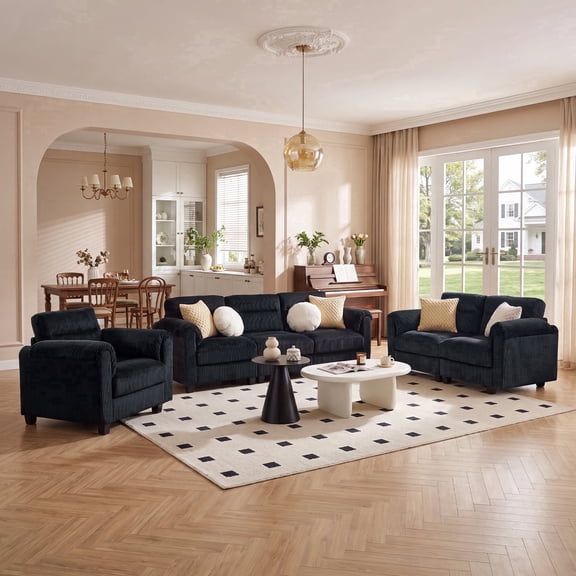 Bonzy Home Modular Sectional Sofa Couches Living Room Sofa Set Ideal for Small Spaces & Family Fun Charcoal