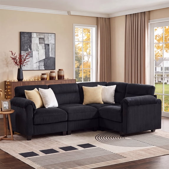 Bonzy Home Modular Sectional Sofa, L‑Shaped Couch, Ultra‑Comfort Seating – Configurable for Living Room & Family Room, Charcoal