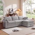 thumbnail image 1 of Bonzy Home 112.9" Modular Sectional Sofa with Movable Storage Ottoman, L-Shaped Cloud Ultra-Comfort Seating - Configurable for Living Room & Family Room, Gray, 1 of 9