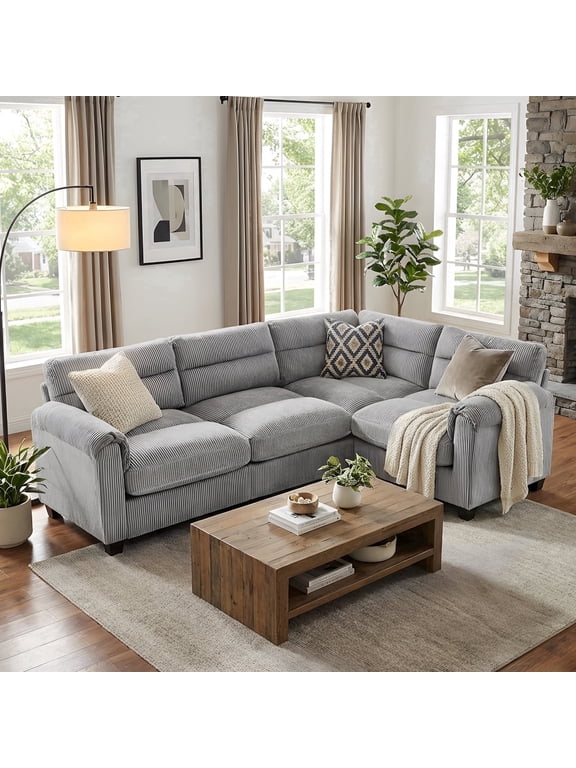 Modular Convertible Sectional Sofa, Modern living room furniture sets L‑Shaped Couch Gray