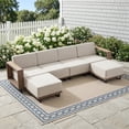 thumbnail image 1 of Bonzy Home Outdoor Wicker Sofa Set, Rattan Patio Conversation Sets - 4 Seater L-Shaped Wicker Sofa with Thick Cushions, Corner Seating and 2 Ottomans, Beige, 1 of 8