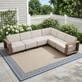 thumbnail image 1 of Bonzy Home Outdoor Wicker Sofa Set, Rattan Patio Conversation Sets - 6 Seater L-Shaped Wicker Sofa with Thick Cushions and Corner Seating, Beige, 1 of 7