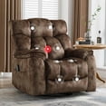 thumbnail image 1 of Bonzy Home Oversized Swivel Rocker Recliner with Massage & Heat, Reclining Glider Chair – Soft Breathable Fabric for Living Room & Bedroom, Brown, 1 of 7