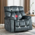 thumbnail image 1 of Bonzy Home Oversized Swivel Rocker Recliner with Massage & Heat, Reclining Glider Chair – Soft Breathable Fabric for Living Room & Bedroom, Gray, 1 of 7