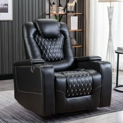 Bonzy Home Double Power Sofa Recliner, Home Theater Seating Living Room Chair, Electric Seats - Black