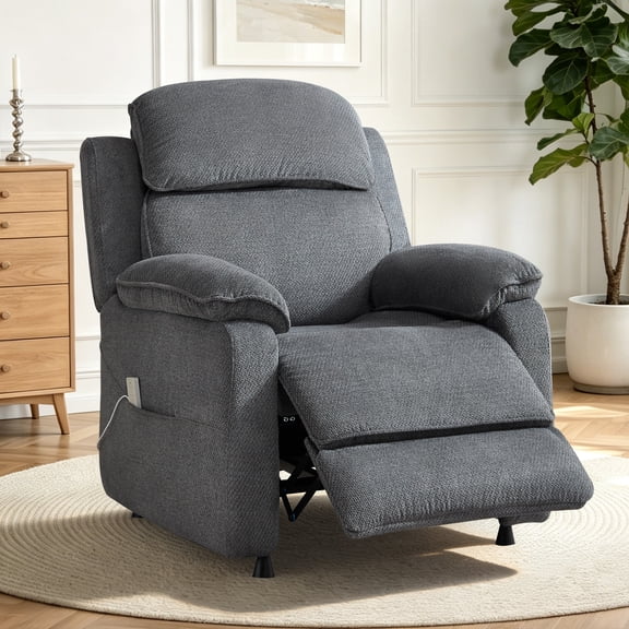 Bonzy Home Power Recliner Chair, Electric Recliner with Remote Control & Side Pockets, Compact Home Theater Seating for Small Spaces, Gray