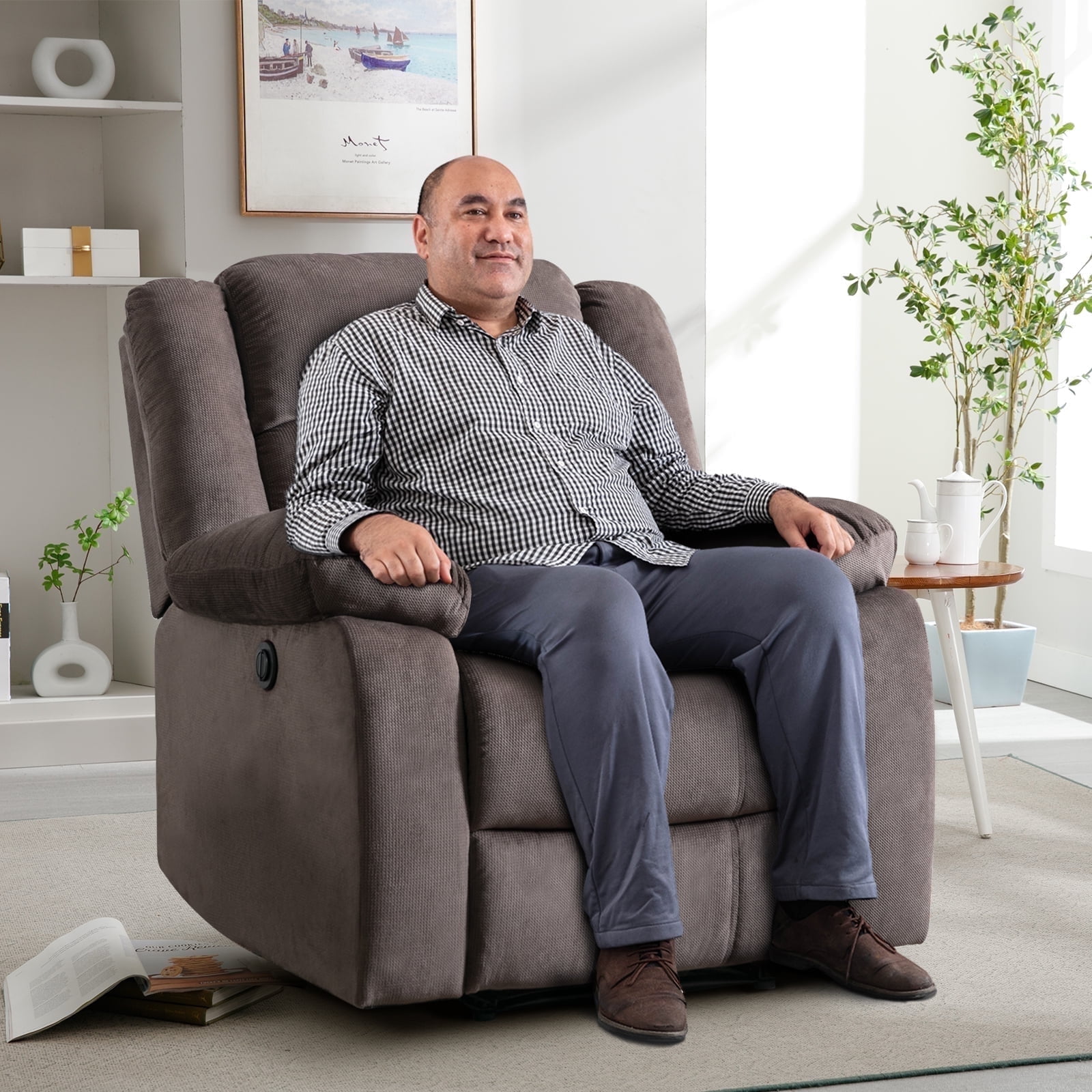 Bonzy Home Recliner Chair for Big and Tall People, Brown Single