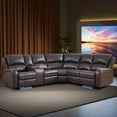 thumbnail image 1 of Bonzy Home Power Reclining Sectional Sofa with LED Lights — Faux Leather L-Shape Sectional with Dual Power Recliners, Storage Console & Cup Holders, 1 of 8