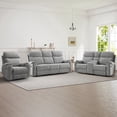 thumbnail image 1 of Bonzy Home Fabric Power Reclining Sofa Set, Chair, Loveseat & 3-Seat Couch with Cup Holders, Charging Ports, Hidden Storage, 6-Seat, Light Grey, 1 of 7