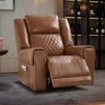 thumbnail image 1 of Bonzy Home Premium Genuine Leather Power Recliner Chair, Home Theater Seating with Power Headrest, USB Charging Port, Cup Holders, Oversized Single Reclining Sofa for Living Room, Brown, 1 of 8