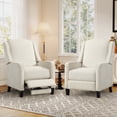 thumbnail image 1 of Bonzy Home 2-Pack Manual Push Back Recliner Chairs, Fabric Wingback Reclining Chairs with Padded Seat, Modern Recliners for Living Room Bedroom, White, 1 of 9