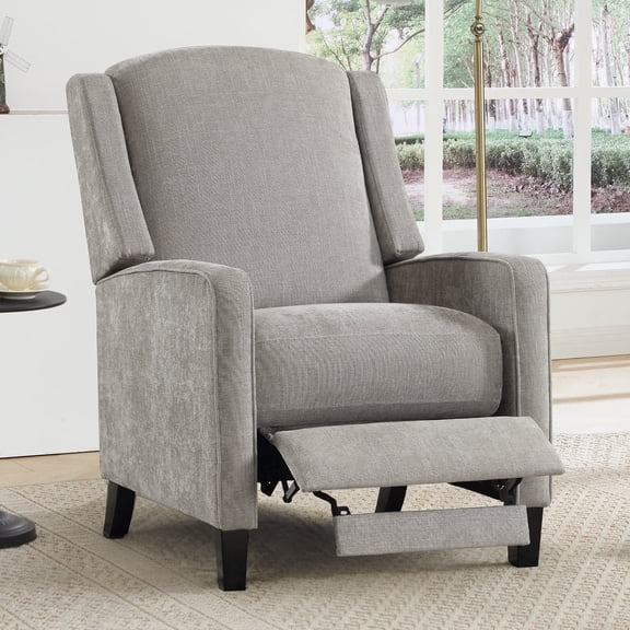 Bonzy Home Recliner Chair Push Back Upholstered Wingback Fabric Home&nbsp;Theater Single Sofa for Living Room,Gray