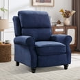 thumbnail image 1 of Ebello Push Back Recliner Chair – Overstuffed Textured Fabric Wingback Recliner, Adjustable Manual Reclining Sofa Chair for Living Room, Bedroom (Blue), 1 of 8