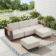 thumbnail image 1 of Bonzy Home Outdoor Wicker Sofa Set, Rattan Patio Conversation Sets - 3 Seater Wicker Sofa and 2 Ottomans with Thick Cushions, Beige, 1 of 8
