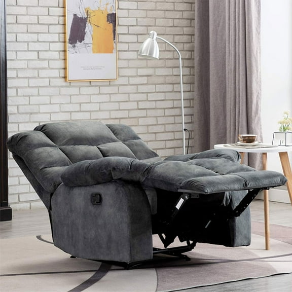 Bonzy Home Recliner Chair Breathable Fabric Reclining Chair Manual Sofa for Living Room, Gray