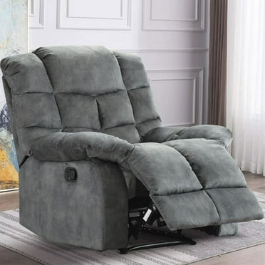 Bonzy Home Recliner Chair Breathable Fabric Reclining Chair Manual Sofa for Living Room, Gray