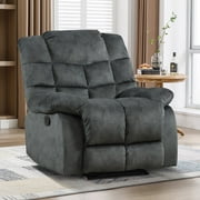 Bonzy Home Recliner Chairs for Living Room Manual Reclining Chair Single Sofa for Bedroom, Gray