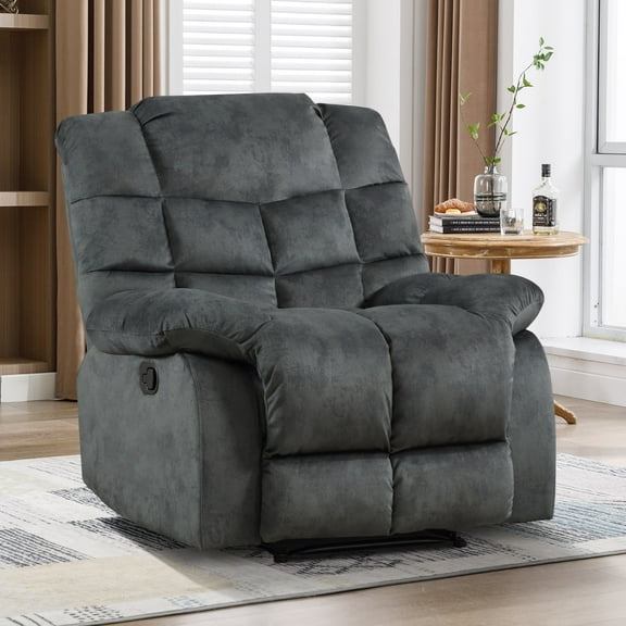 Bonzy Home Recliner Chairs for Living Room Manual Reclining Chair Single Sofa for Bedroom, Gray