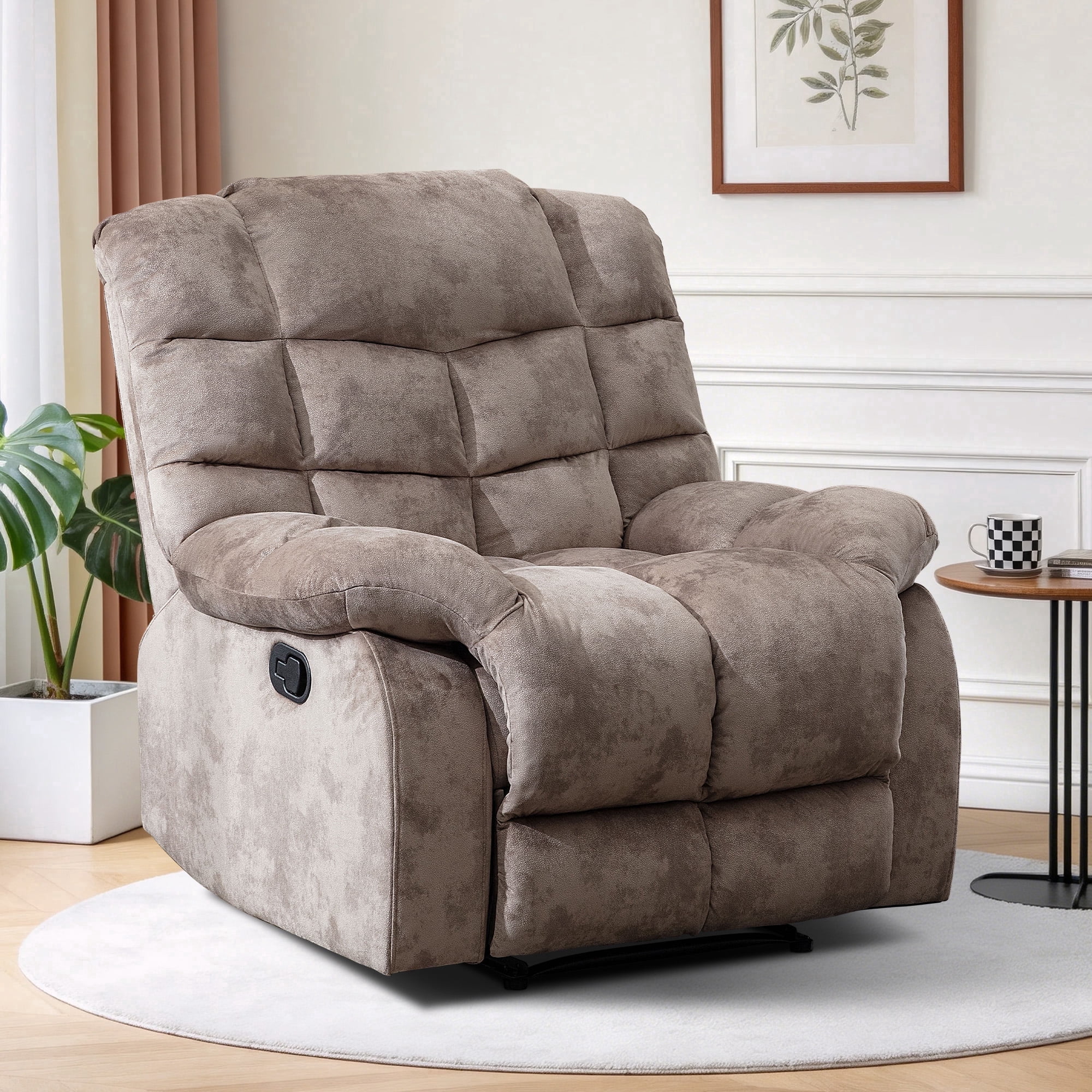 Bonzy Home Recliner Chairs for Living Room Manual Reclining Chair Single Sofa for Bedroom,Light Taupe