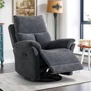 Bonzy Home Swivel Rocker Recliner Chairs for Living Room Overstuffed Breathable Manual Reclining Chair Modern Sofa Smoky Grey