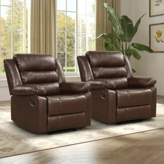 Home Square Piece Mid Century Modern Leather Recliner Set in
