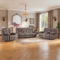 thumbnail image 1 of Bonzy Home Recliner Sofa Set — Single Recliner, Loveseat & 3-Seat Sofa with Storage Console & Cup Holders, Brown, 1 of 10