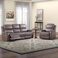 thumbnail image 1 of Bonzy Home Reclining Furniture Set, Manual 3-Seat Sofa and Single Recliner Chair for Living Room，Saddle, 1 of 7