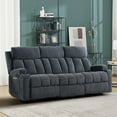 thumbnail image 1 of Bonzy Home Reclining Sofa for Living Room, Extra Wide Modern Overstuffed 3 Seat Recliner Manual Sofa Chair, Breathable Soft Fabric and Padded Seat,Navy, 1 of 9