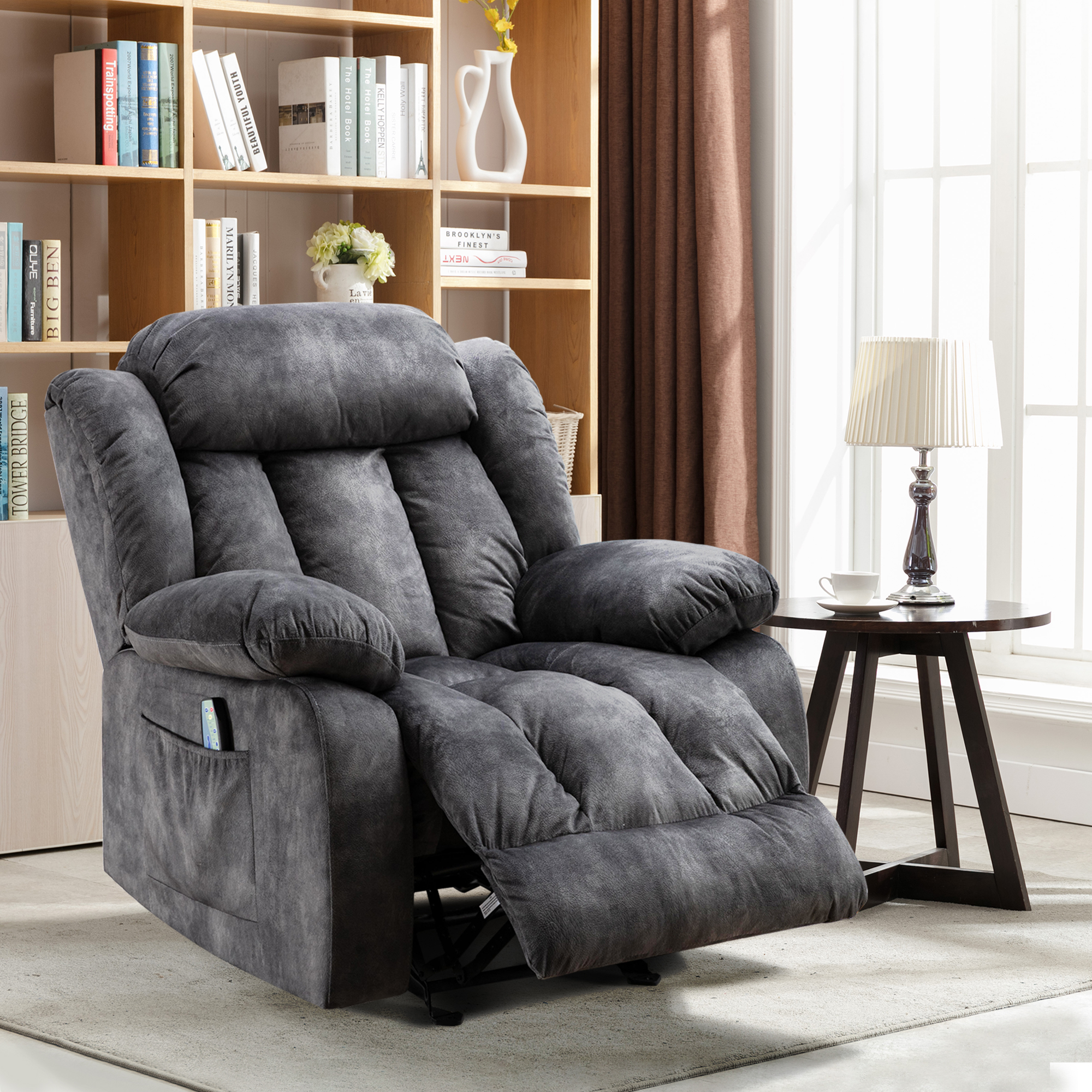 Bonzy Home Rocker Pull Recliner Chair with Massage, Nursery Chair