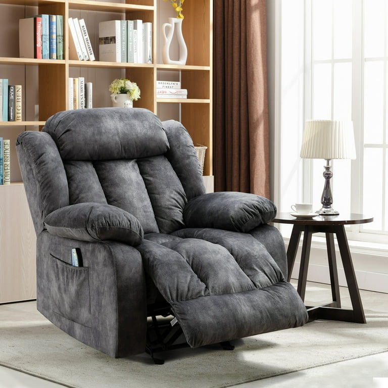 Bonzy Home Rocker Pull Recliner Chair with Massage Nursery Chair Fabric Living Room Reclining Chair Gray