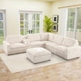 thumbnail image 1 of Bonzy Home Sectional Sofa Electric Recliner Corduroy Sectional Couch with Cup Holders Ottoman Sofa Set with Hidden Storage and Wireless Charge, Beige, 1 of 7