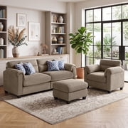 Bonzy Home Sectional Sofa Living Room Furniture Sets Small Sofa Sets for Small Spaces Brown