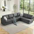 thumbnail image 1 of Bonzy Home Modular Sectional Sofa with Storage and Reversible Chaises Sofa Bed for Bedroom Living Room Gray, 1 of 7