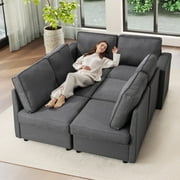 Bonzy Home Modular Sectional Sofa for Living Room with Storage and Reversible Chaises Sofa Bed for Bedroom Gray