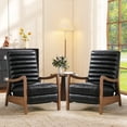 thumbnail image 1 of Bonzy Home Set of 2 Mid-Century Modern PU Leather Recliners with Adjustable Backrest & Footrest – Solid Wood Frame Accent Chairs for Living Room, Bedroom & Sunroom, Black, 1 of 7
