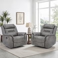 thumbnail image 1 of Bonzy Home Set of 2 Leather Recliner Chairs, 360° Swivel Rocker Manual Reclining Chair for Living Room, Gray, 1 of 6