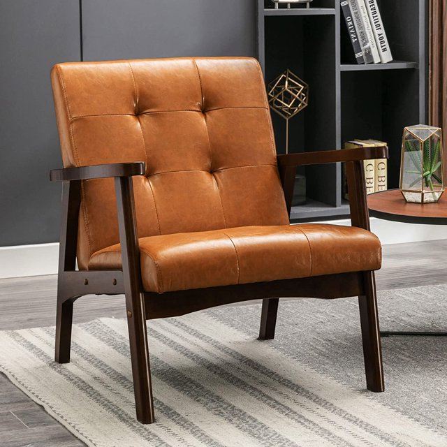 Bonzy Home Single MidCentury Sofa Accent Chair Upholstered Leather