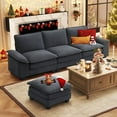 thumbnail image 1 of Bonzy Home Sofa Set L-Shaped Sofa with Recliner, Living Room Sleeper Set, 3 Seats, Chenille Double Cushions 108” Wide, Gray, 1 of 9