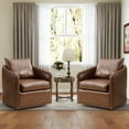 thumbnail image 1 of Bonzy Home Swivel Accent Chair Set of Two with Throw Pillow Mid Century Faux Leather Modern Armchair for Living Room and Bedroom, 1 of 8