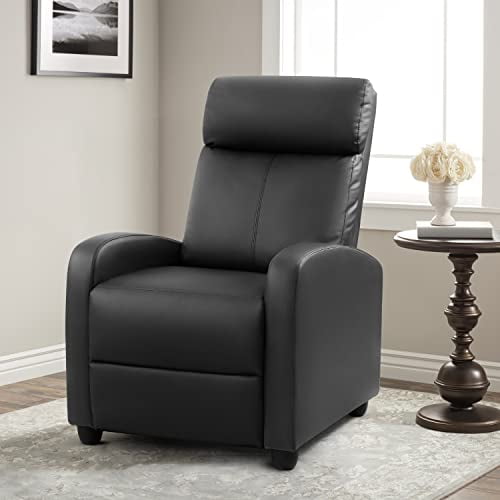 Ebello Massage PU Leather Recliner Chair for Living Room，Home Theater Seating，Modern Wingback Single Sofa-Black